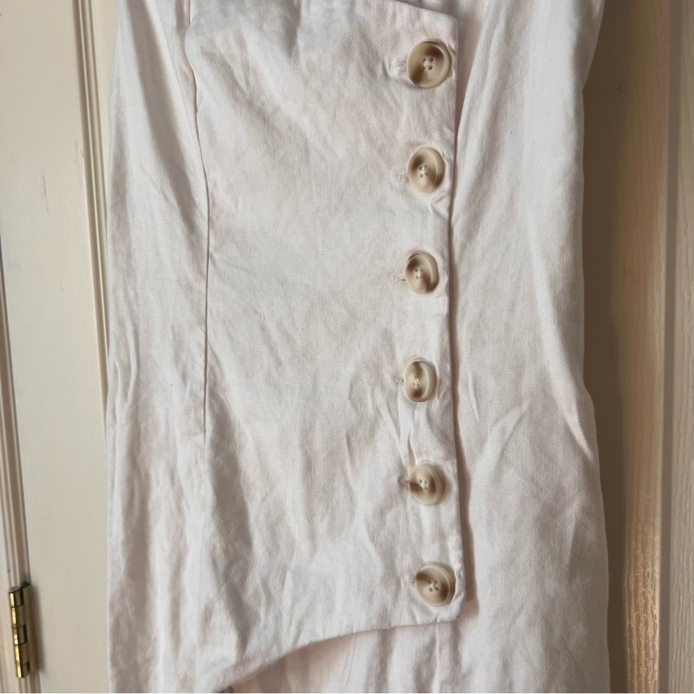 Anthropologie Sleeveless Square Neck Linen Button Wrap Midi Dress, XS - Picture 4 of 14